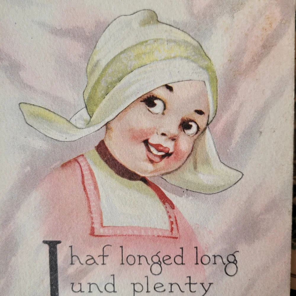 Antique Postcards ~ Early 1900's ~ Dutch Girl ~ Birthday ~ Valentine Hearts